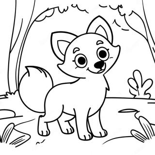 Playful Cartoon Fox In A Forest Coloring Page 48564-38403