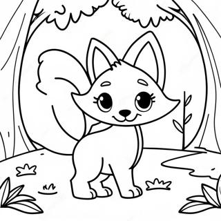 Playful Cartoon Fox In A Forest Coloring Page 48564-38404