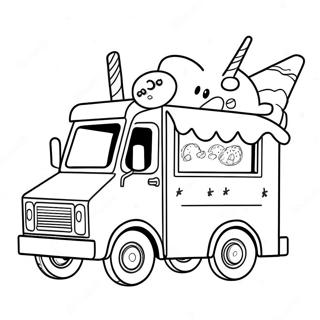 Sparkly Unicorn Ice Cream Truck Coloring Page 48574-38409