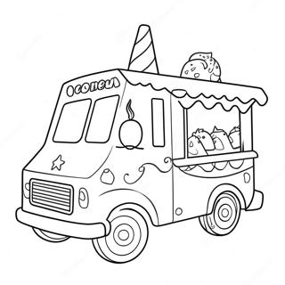 Sparkly Unicorn Ice Cream Truck Coloring Page 48574-38411