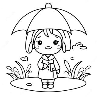 Cute Japanese Girl With Umbrella Coloring Page 48614-38442