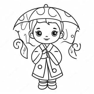 Cute Japanese Girl With Umbrella Coloring Page 48614-38444