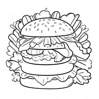 Kaasachtige Hamburger Met Augurken Kleurplaat 4861-3880