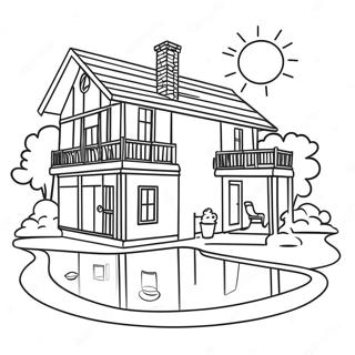 House With Sparkling Pool Coloring Page 48653-38469