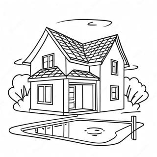 House With Sparkling Pool Coloring Page 48653-38472