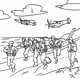 D-Day Soldiers Landing On Beach Coloring Page 48663-38476