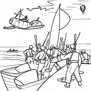 D-Day Historical Scene Coloring Page 48664-38490