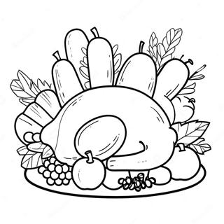 Thanksgiving Feast Table Coloring Page 48833-38611