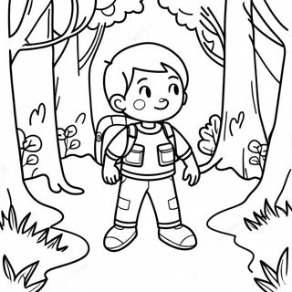 Adventurous Boy Exploring A Forest Coloring Page 48844-38629