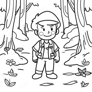 Adventurous Boy Exploring A Forest Coloring Page 48844-38630