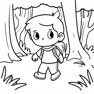 Adventurous Boy Exploring A Forest Coloring Page 48844-38631