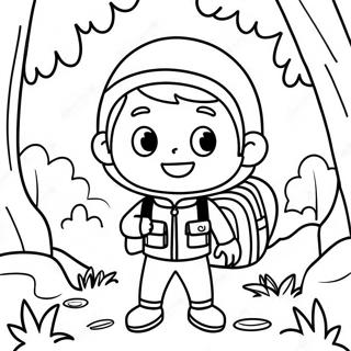 Adventurous Boy Exploring A Forest Coloring Page 48844-38632