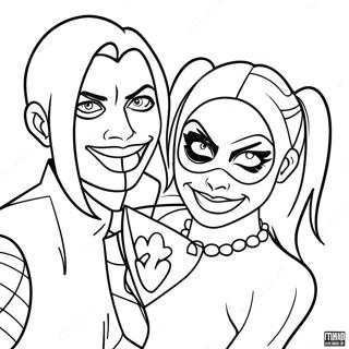 Romantic Mad Love Harley Quinn And Joker Coloring Pages