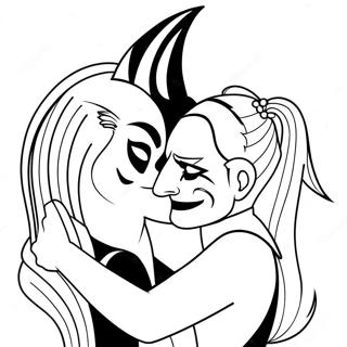 Romantic Harley Quinn And Joker Embrace Coloring Page 48874-38698