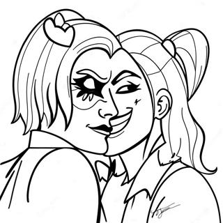 Romantic Harley Quinn And Joker Embrace Coloring Page 48874-38699