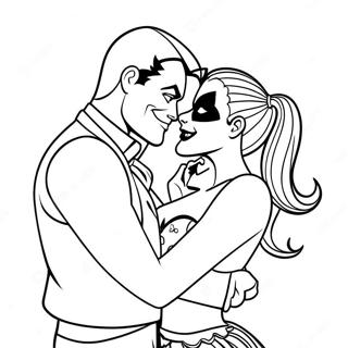 Romantic Harley Quinn And Joker Embrace Coloring Page 48874-38700