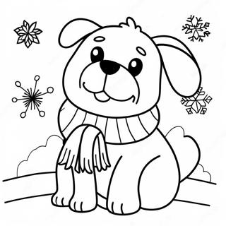 Cute Winter Dog With Scarf Coloring Page 48973-38721