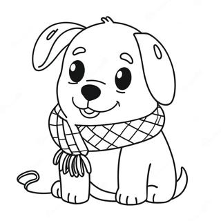 Cute Winter Dog With Scarf Coloring Page 48973-38722