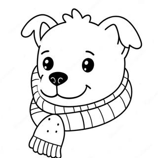 Cute Winter Dog With Scarf Coloring Page 48973-38724