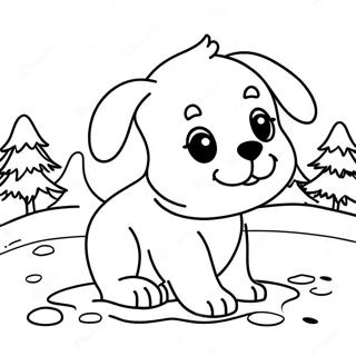 Playful Puppy In Snow Coloring Page 48974-38733