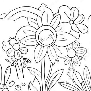 Colorful Preppy Flower Garden Coloring Page 49064-38806