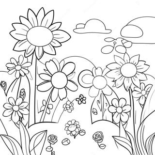 Colorful Preppy Flower Garden Coloring Page 49064-38807