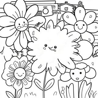 Colorful Preppy Flower Garden Coloring Page 49064-38808