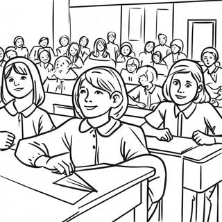 Middle School Students In Class Coloring Page 4911-3901