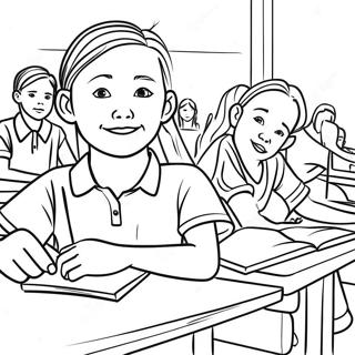 Middle School Students In Class Coloring Page 4911-3904