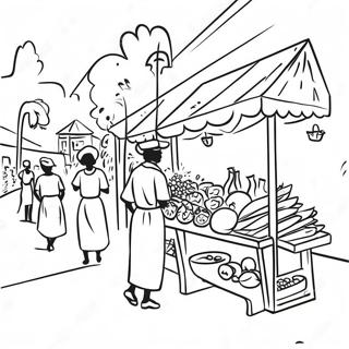 Colorful Haitian Market Scene Coloring Page 49144-38862