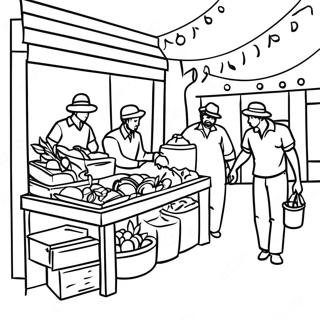 Colorful Haitian Market Scene Coloring Page 49144-38863