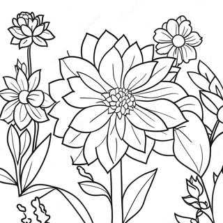 Beautiful Dahlia Garden Coloring Page 49154-38870