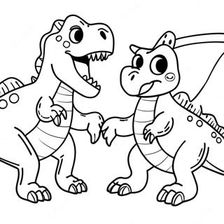 Dinosaurs Fighting Coloring Pages