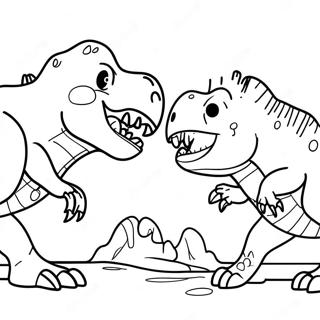 T Rex And Triceratops Fighting Coloring Page 49393-39078