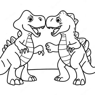 T Rex And Triceratops Fighting Coloring Page 49393-39080