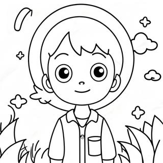 かわいいアニメの男の子 塗り絵ページ