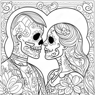 Couples Love Sugar Skull Coloring Pages