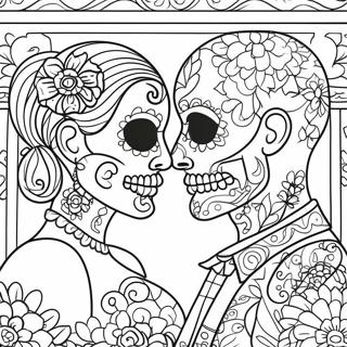 Couples Love Sugar Skull Coloring Page 49603-39230