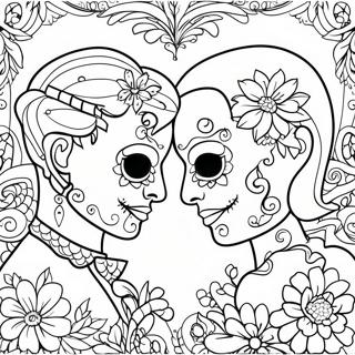 Couples Love Sugar Skull Coloring Page 49603-39231