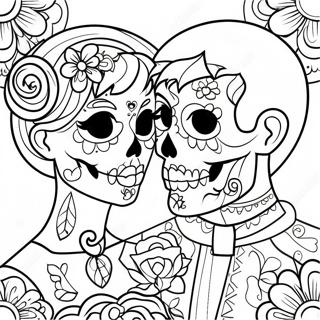 Couples Love Sugar Skull Coloring Page 49603-39232