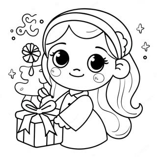 Cute Christmas Girl Coloring Page 49743-39345