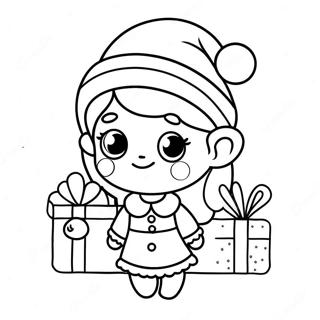 Cute Christmas Girl Coloring Page 49743-39347