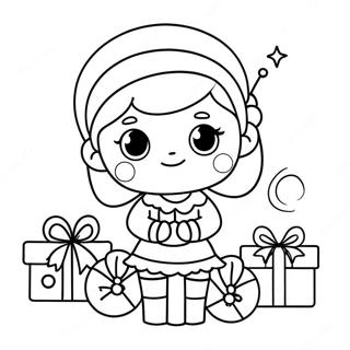 Adorable Christmas Girl With Presents Coloring Page 49744-39353