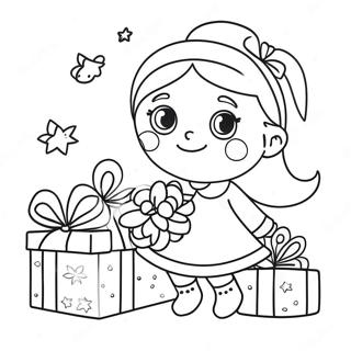 Adorable Christmas Girl With Presents Coloring Page 49744-39354