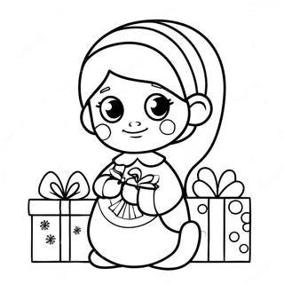 Adorable Christmas Girl With Presents Coloring Page 49744-39355