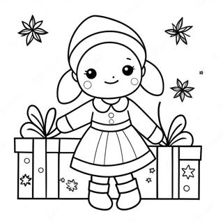 Adorable Christmas Girl With Presents Coloring Page 49744-39356