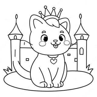 Cute Princess Peach Cat In A Castle Coloring Page 49774-39372