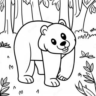 Black Bear In A Forest Coloring Page 49783-39374