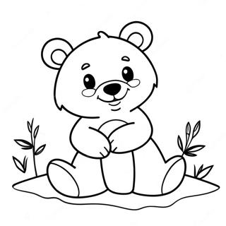 Cute Black Bear Cub Playing Coloring Page 49784-39387