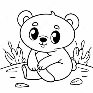 Cute Black Bear Cub Playing Coloring Page 49784-39388